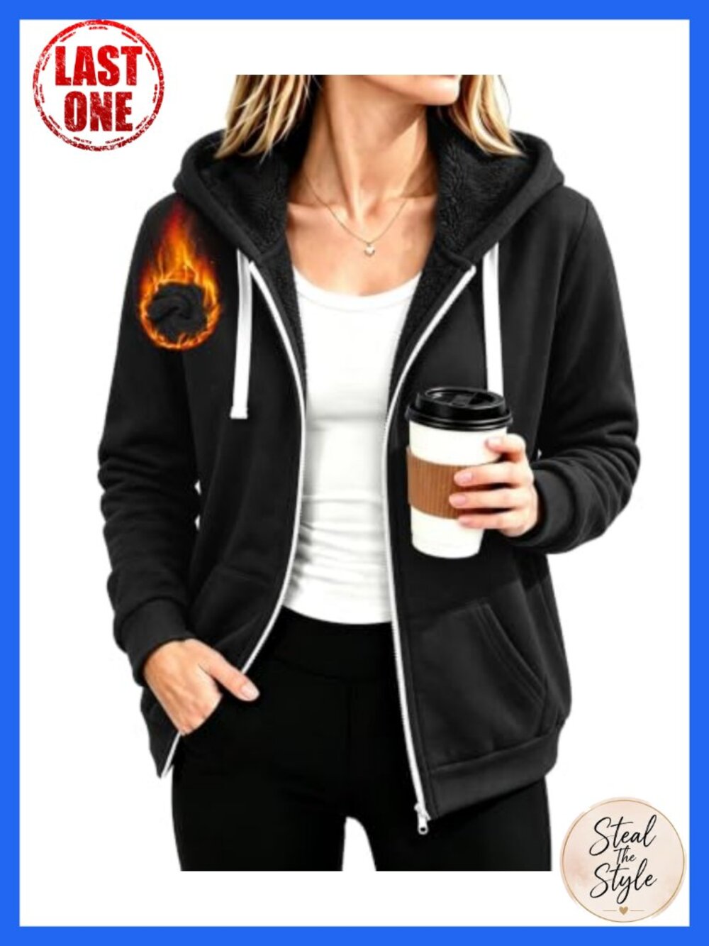 Women's Sherpa Fleece Lined Zip Up Hoodie Slim Fit Warm Winter Jacket